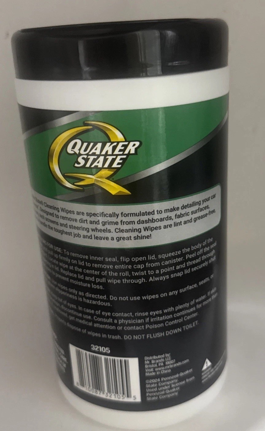 Quaker State Car Cleaning Wipes, Wipes for Interior and Car Exterior, 50 Wipes