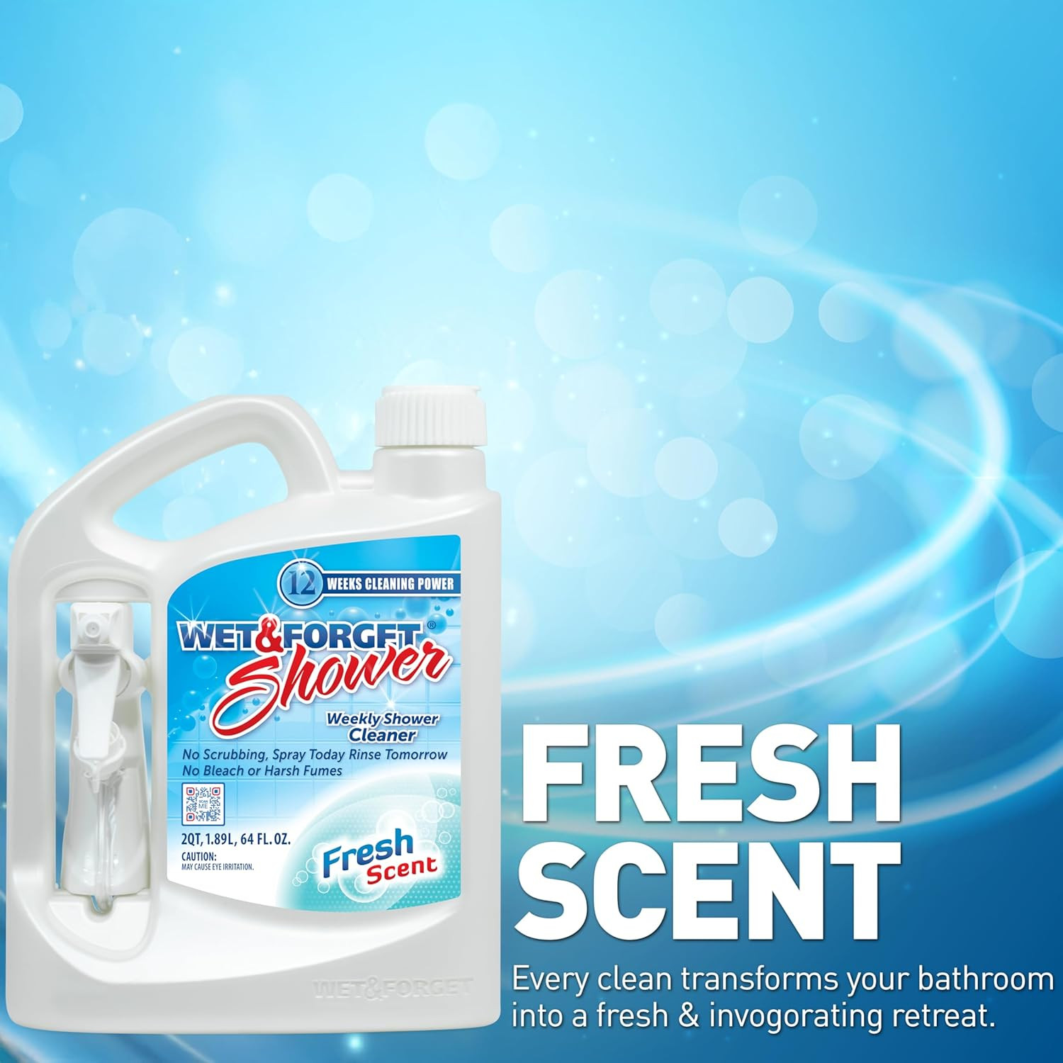 Shower Cleaner Spray, Multi-Surface, 64 Fluid Ounces, 1 Pack, Weekly Application