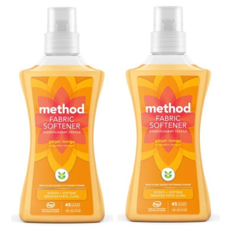 2~ Method Ginger Mango Scent Fabric Softener Liquid 53.5 oz Plant Based 45 loads