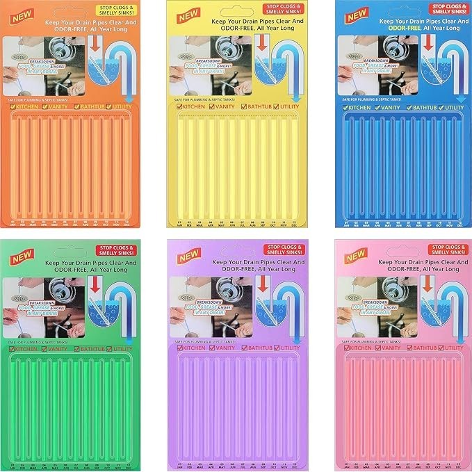 New Sani Sticks Drain Cleaner And Deodorizer 72 pack (Color Set 6) Best Deal USA
