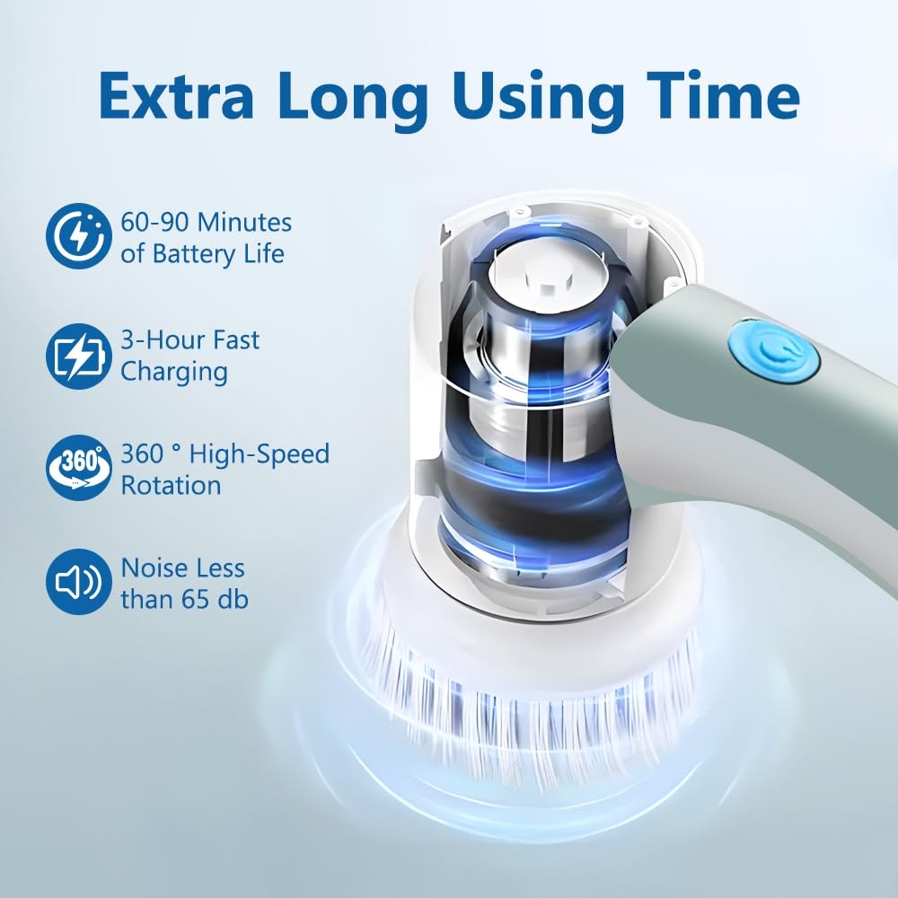 Spin Scrubber, Cordless Cleaning Brush with 3 Replaceable Brush Heads, Rechar…