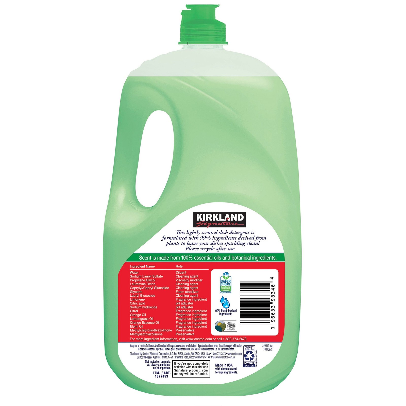 Kirkland Signature Ultra Shine Plant Based Dish Soap, 90 fl oz