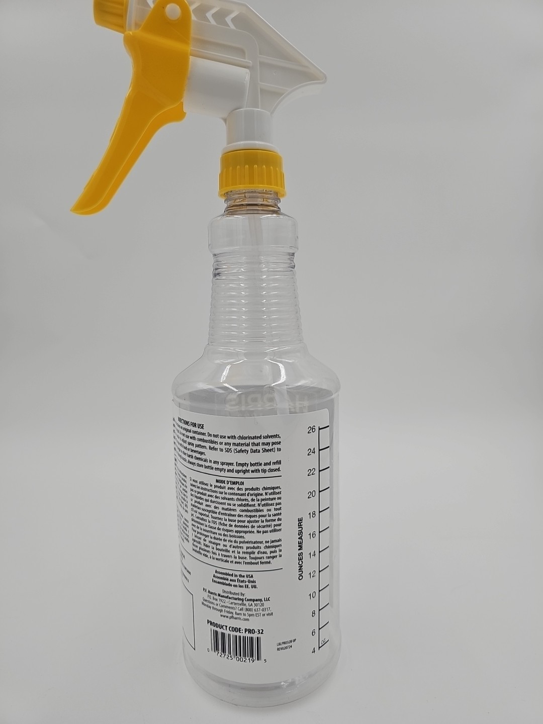 Harris Pro Sprayer/Mister Plastic Clear/White/Yellow Trigger Bottle 32 oz