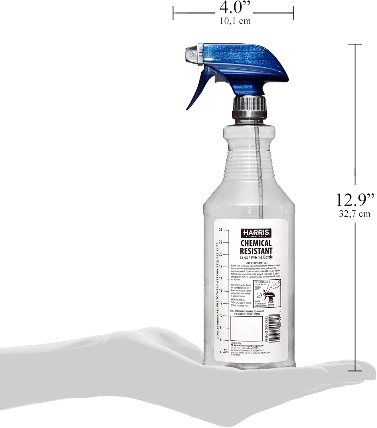 Chemically Resistant Professional Empty Spray Bottles, 32Oz (3-Pack), for Cleani