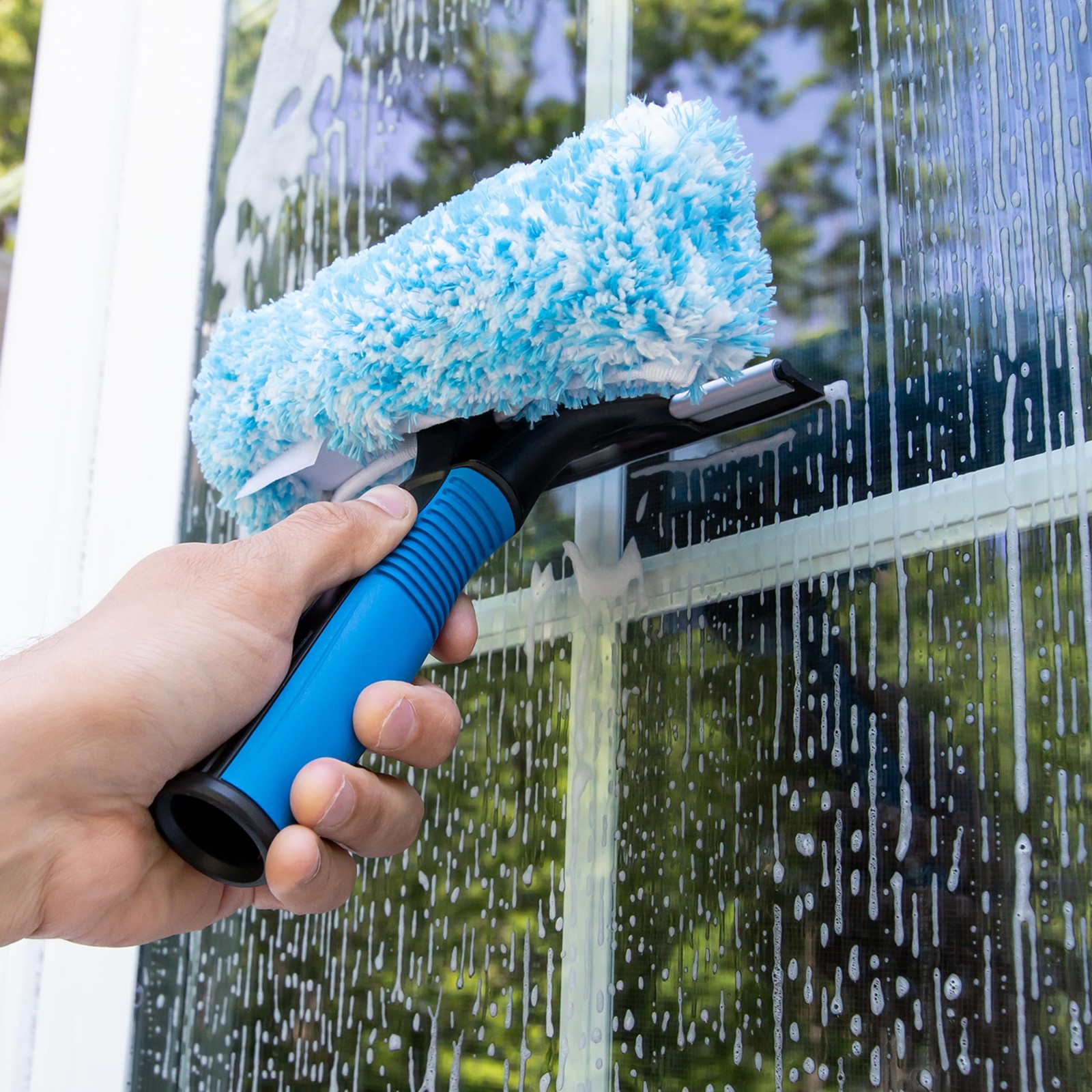 Unger 2 In 1 Window Cleaner Squeegee And Scrubber Ergonomic Grip 6 Inch
