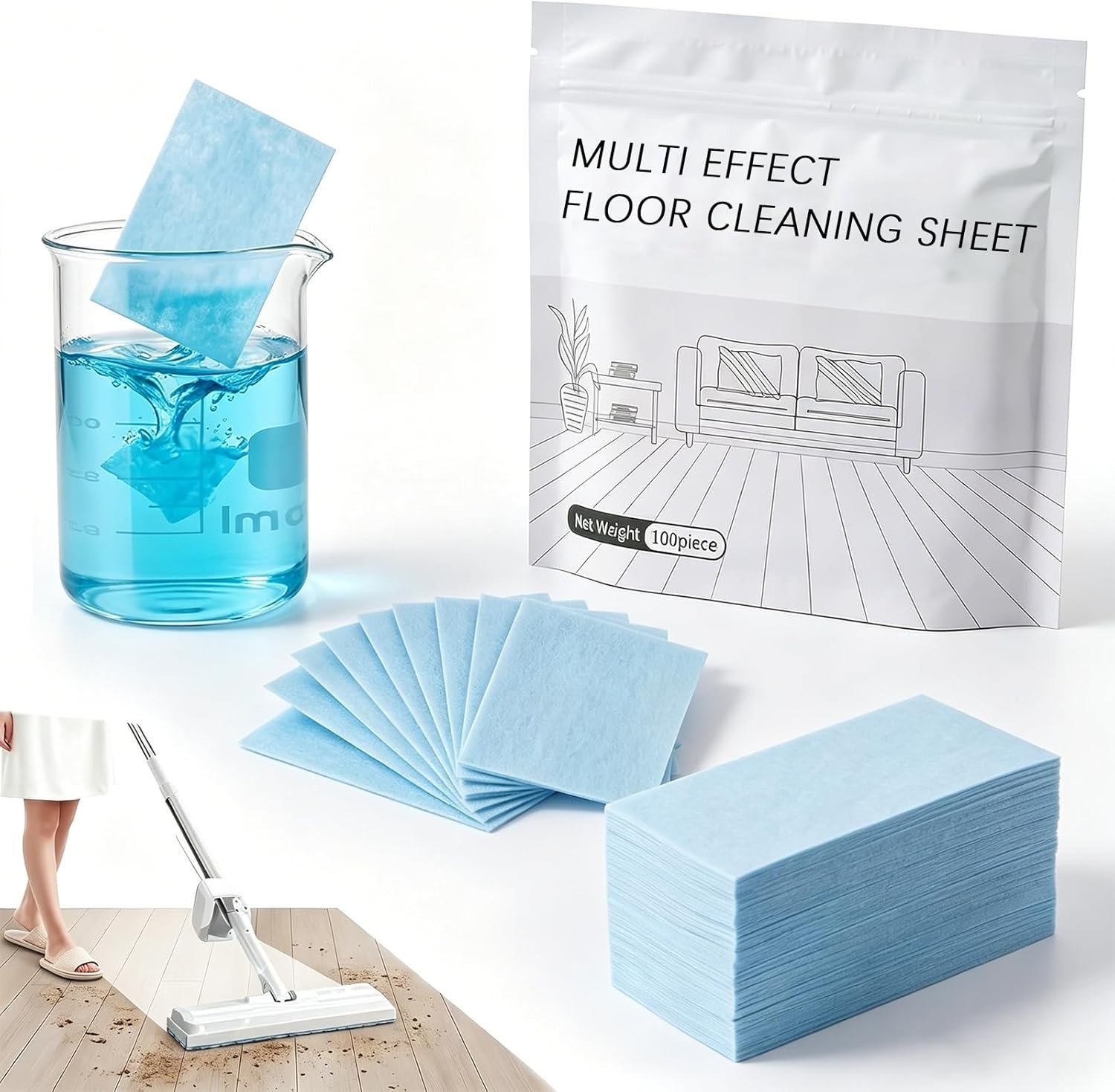 100Pcs Multi-Effect Floor Clean Floor Cleaning Tablets For Home Kitchen US