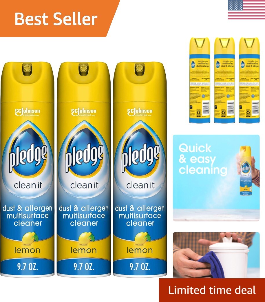 Everyday Clean Lemon Scent Multisurface Cleaner Spray – Pack of 3 for Fresh Home