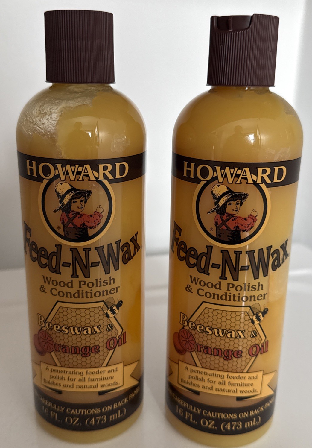Howard Products FW0016 Wood Polish & Conditioner, 16 oz, Orange LOT OF 2