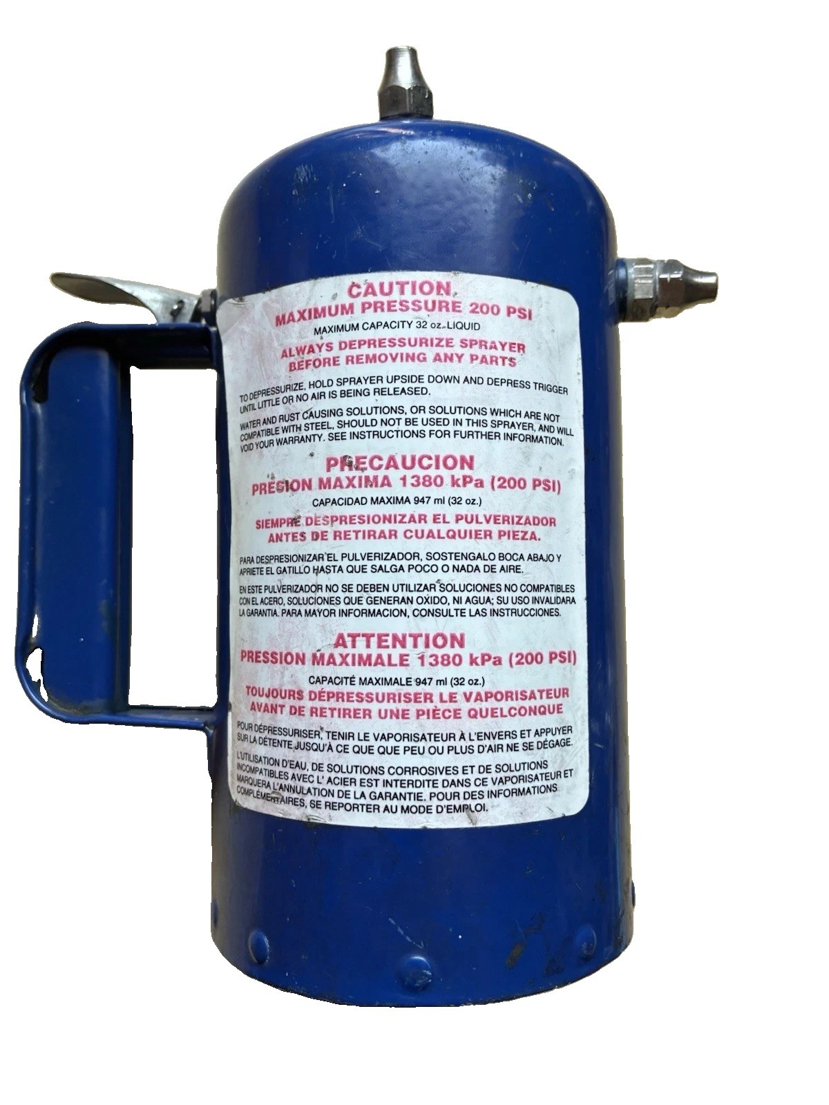 Zep Model B Heavy-Duty Steel Solvent Sprayer 32 oz Portable Air Sprayer Steel