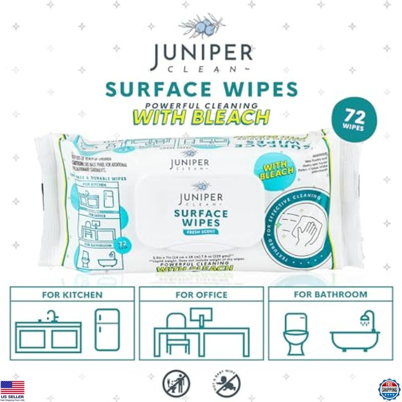 24 Pack Bleach Cleaning Wipes, All-Purpose for Home & Office, Fresh Scent