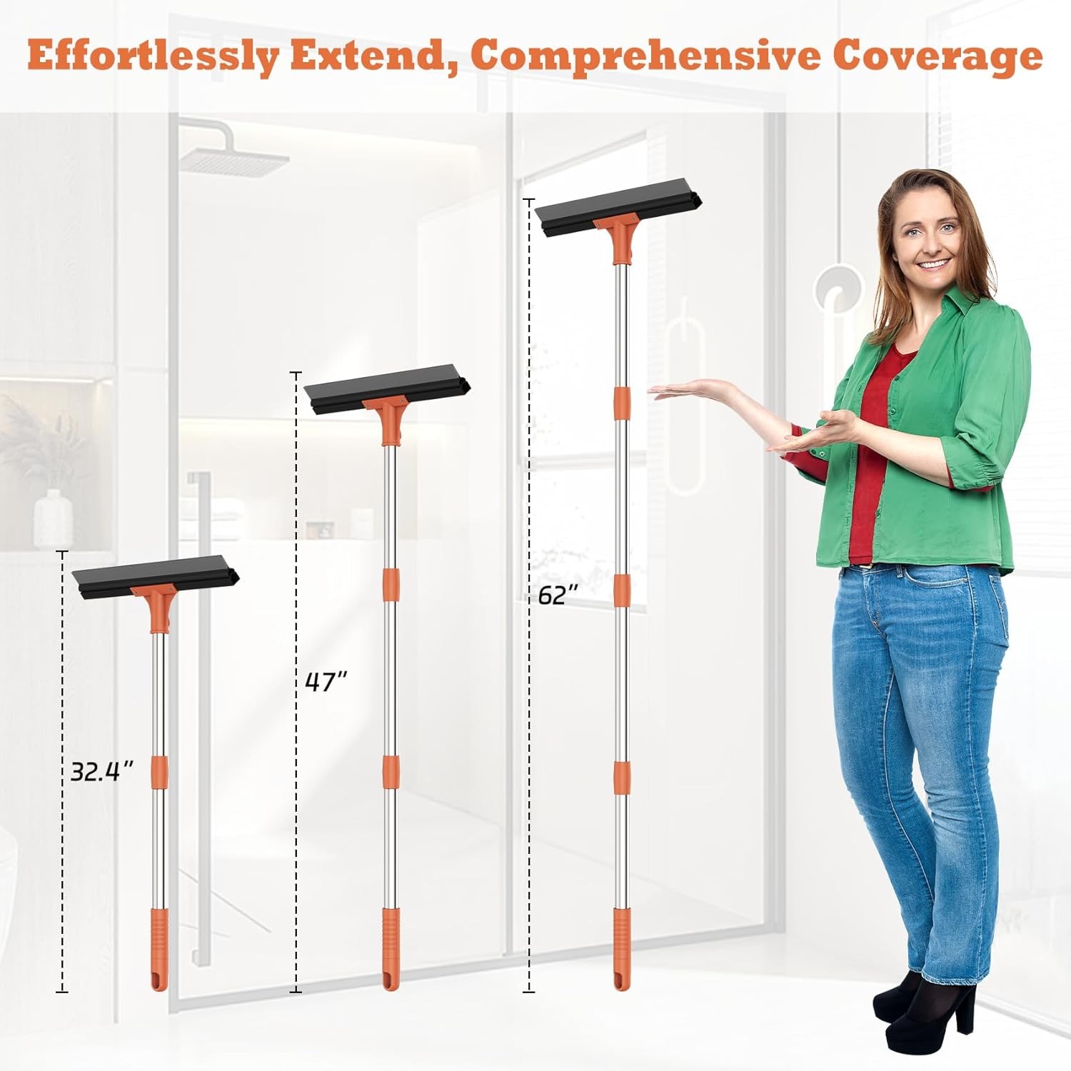 Floor Squeegee for Concrete Floor,18″ Large Heavy Duty Squeegee for Floor, Rubbe