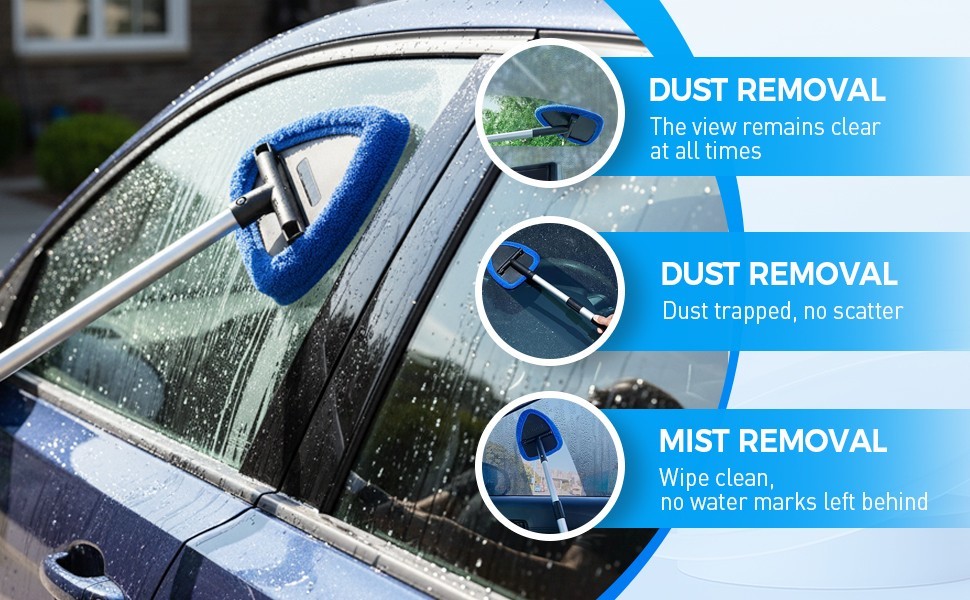 Windshield Cleaning Tool,Car Window Glass Wiper Cleaner,4/8XBrush Pad Extendable