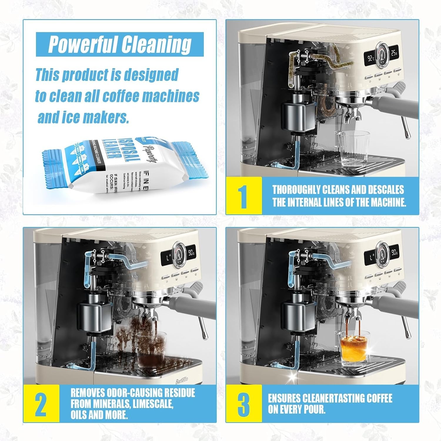 Coffee Machine Cleaner & Descaler Tablets, 2 in 1 Ice Maker Cleaner Tablets, …