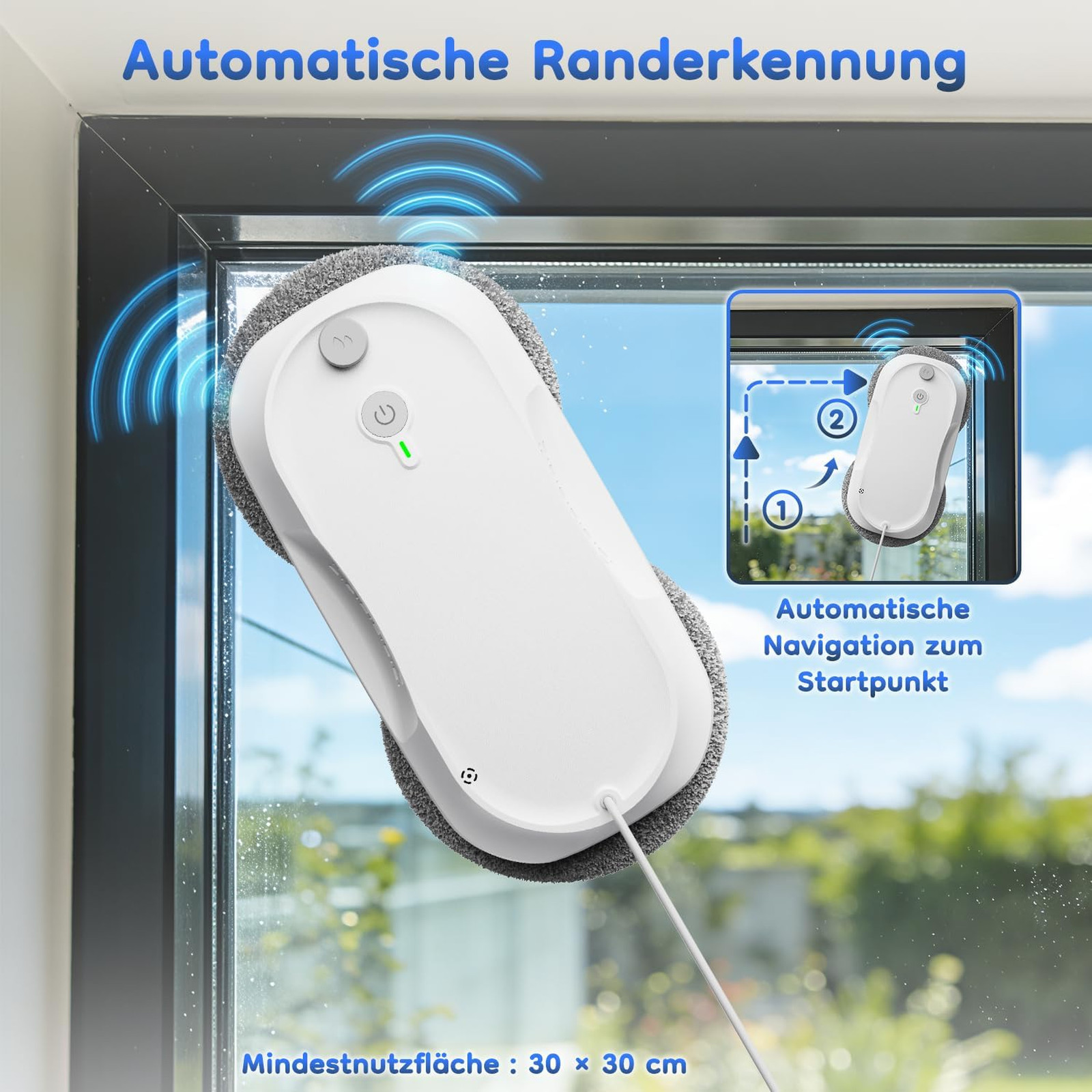 Window Cleaning Robot with Enhanced Battery 6400Pa Suction Path Planning