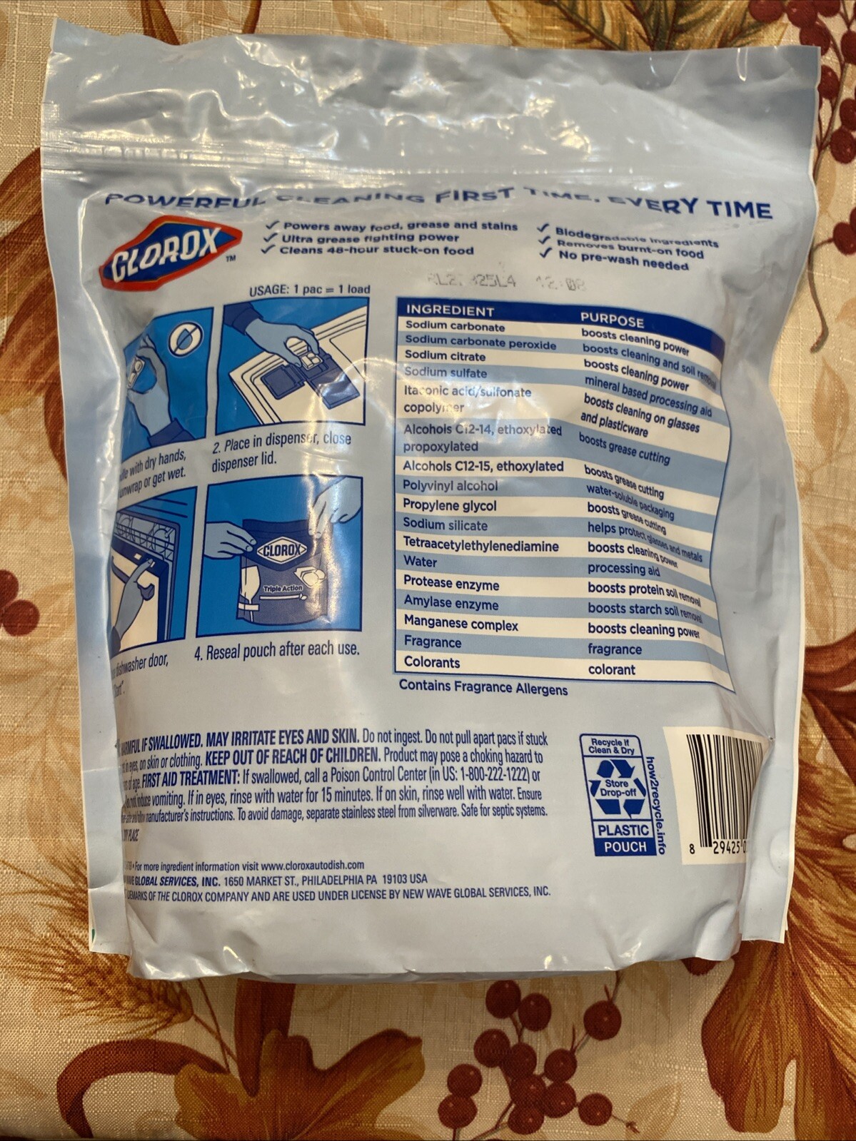 Clorox Triple Action Dishwasher Detergent 65 Pacs