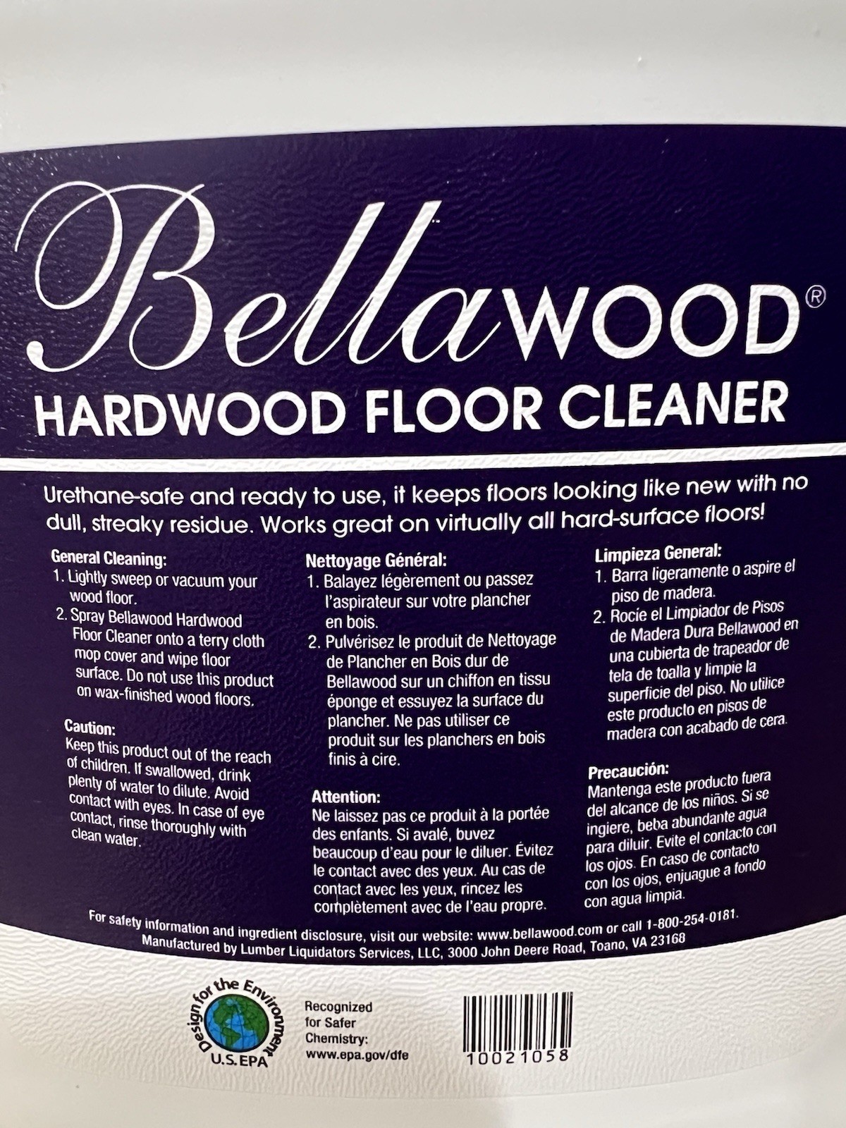Bellawood Hardwood Floor Cleaner Refill 128oz Hardwood LaminateVinyl Maintenance