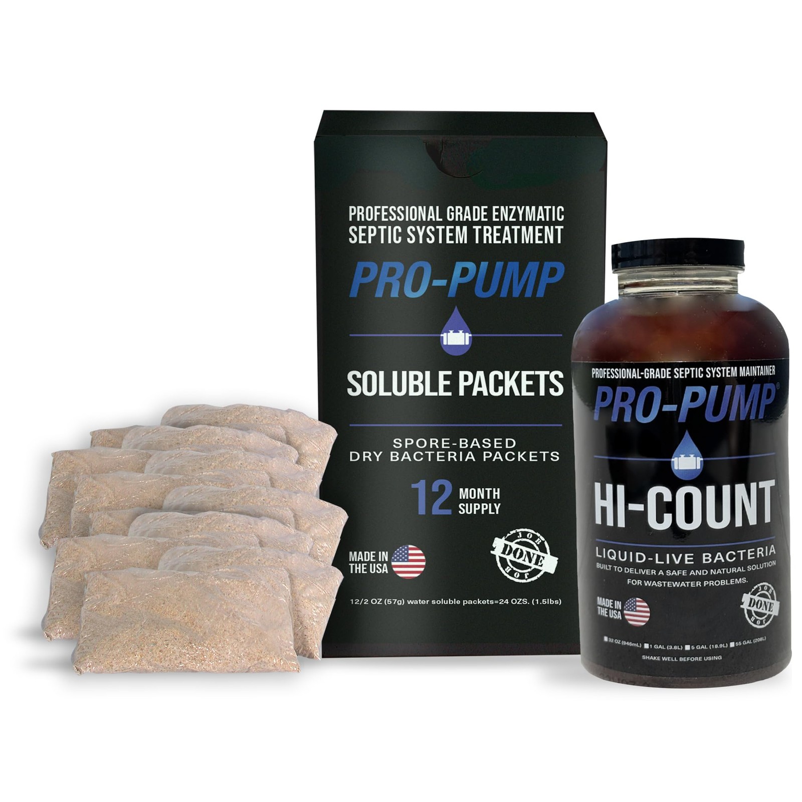 Septic Saver Kit SP Water-Soluble 12x 20-Oz Packets HI-COUNT Liquid 1 Qt Cleaner