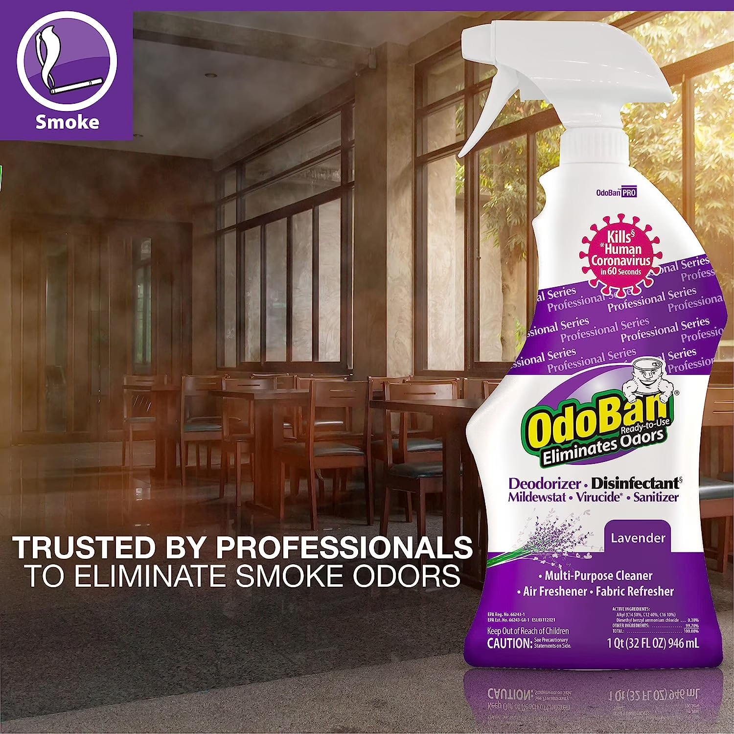OdoBan Ready-to-Use and Odor Eliminator, 32 Ounce Spray Bottle, 12-Pack