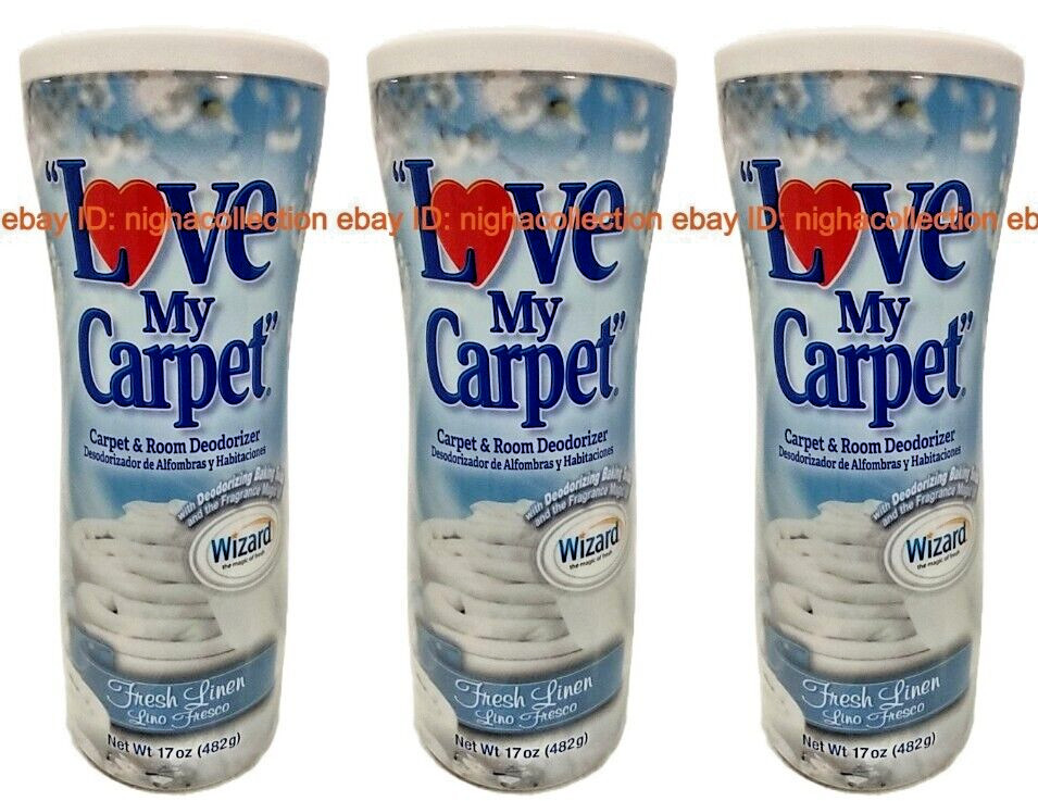 3 x LOVE MY CARPET 2-in-1 Carpet & Room Deodorizer Fresh Linen 17 OzEa SEALED