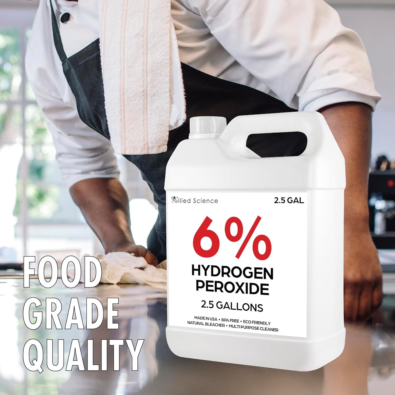 Allied Science 6% Hydrogen Peroxide, Food Grade H202 and Water – 2.5 Gallons