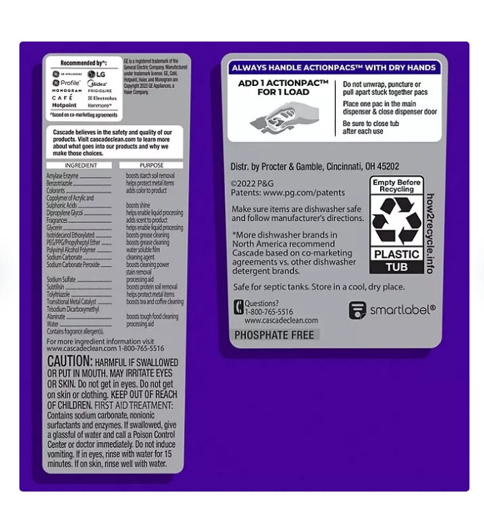 Cascade Platinum Plus ActionPacs Dishwasher Detergent Pacs, Fresh Scent, 81 ct.