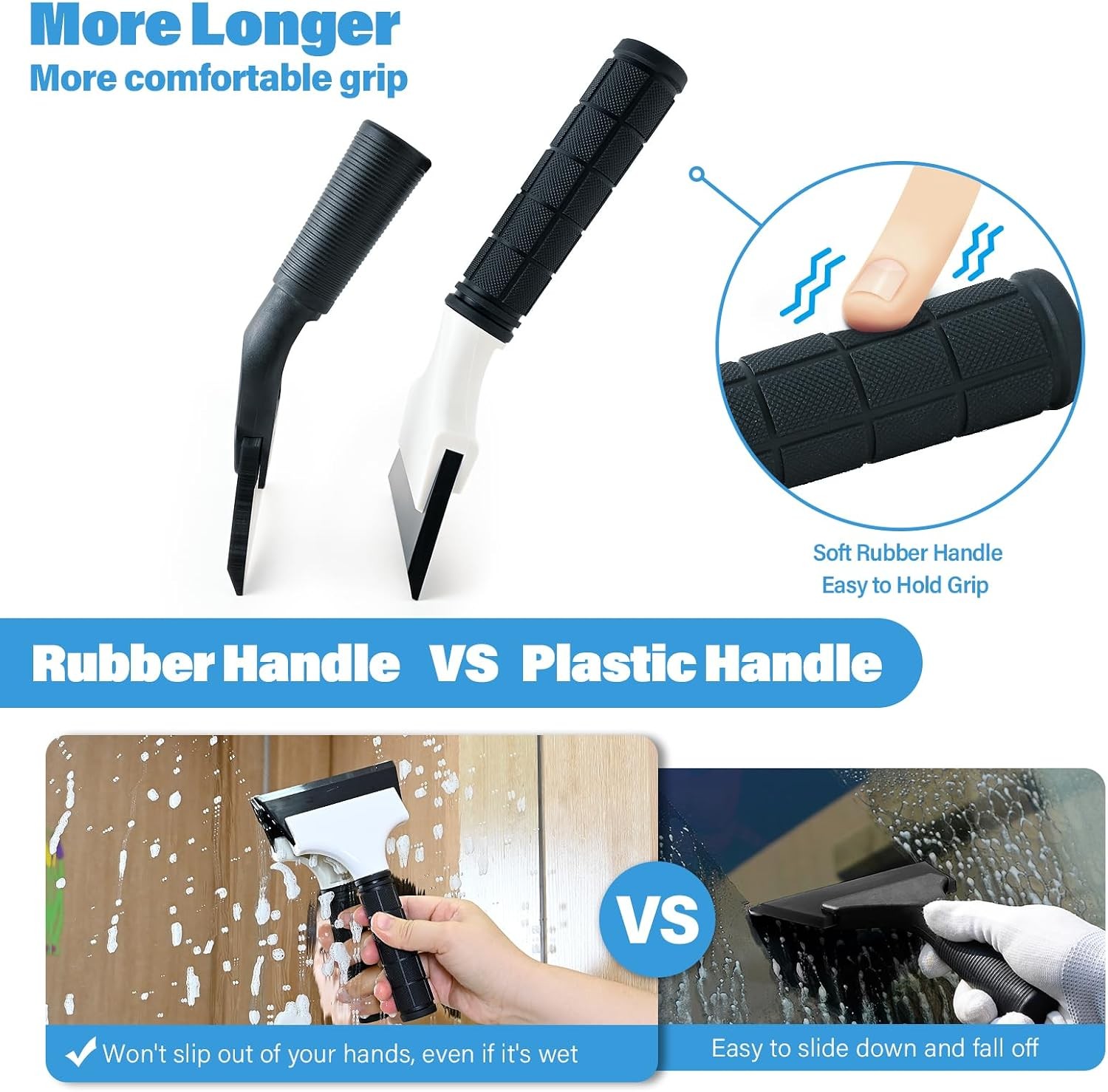 2PCS Small Rubber Squeegee Ice Scraper Window Shower Squeegee,Auto Water Blade