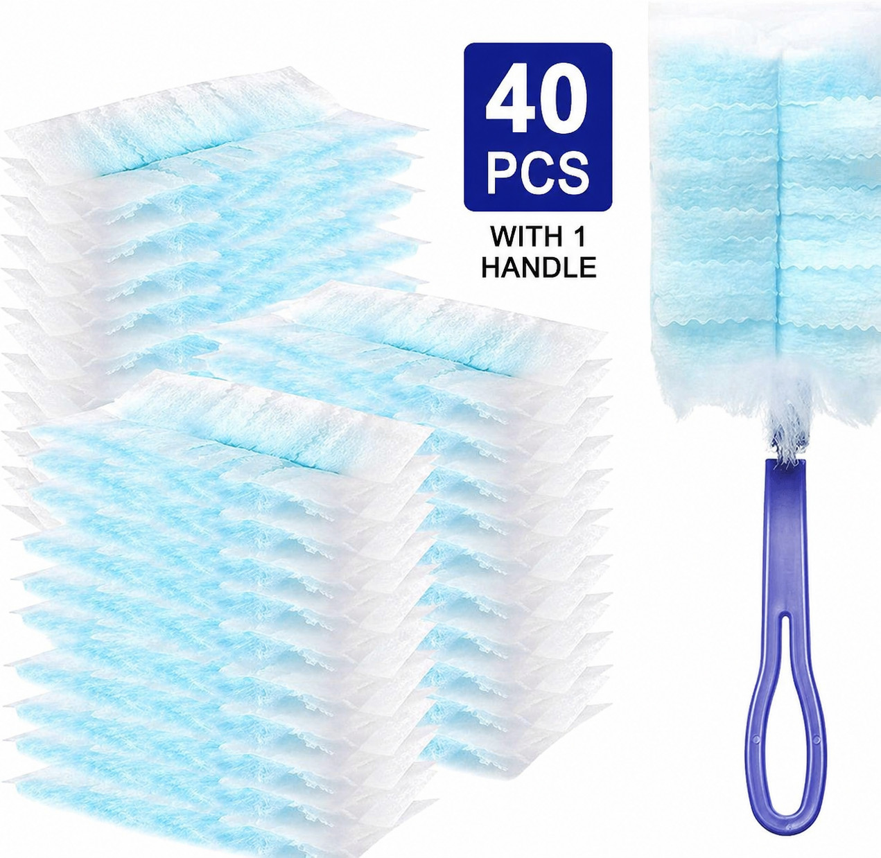 40 pcs Duster Refills Disposable Duster Refills Compatible for Swiffer (Blue)