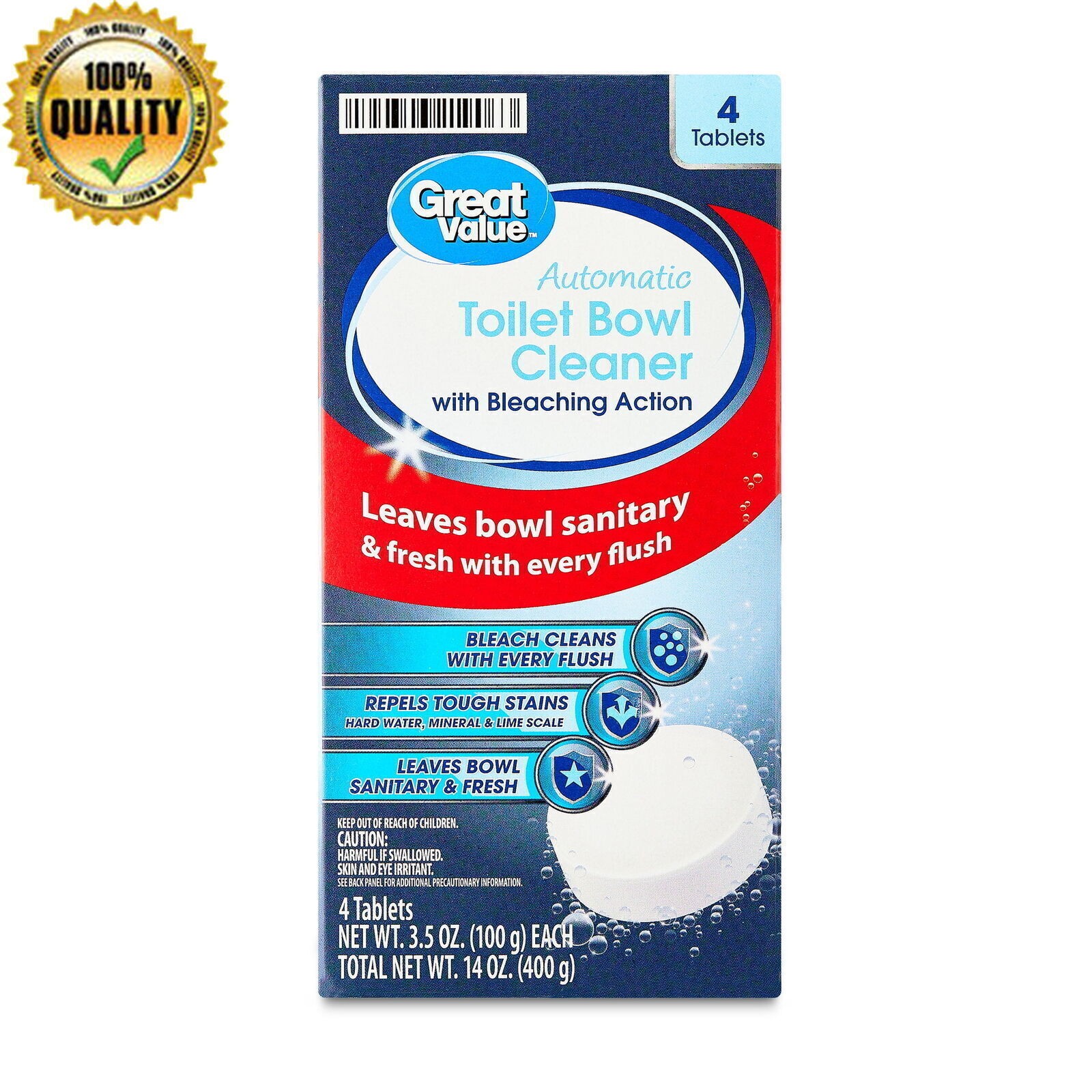 4 Count Automatic Toilet Bowl Cleaner Tablets with Bleaching Action Septic Safe