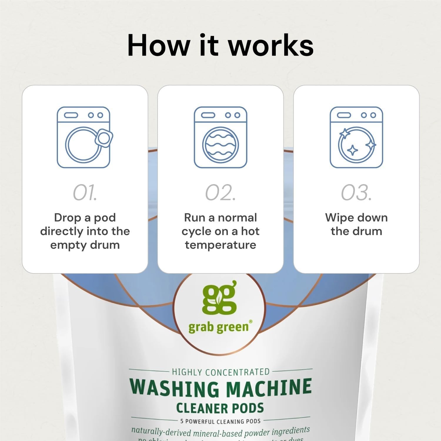 Washing Machine Cleaner Pods, Fragrance Free, 5 Count | Cleans and freshens w…