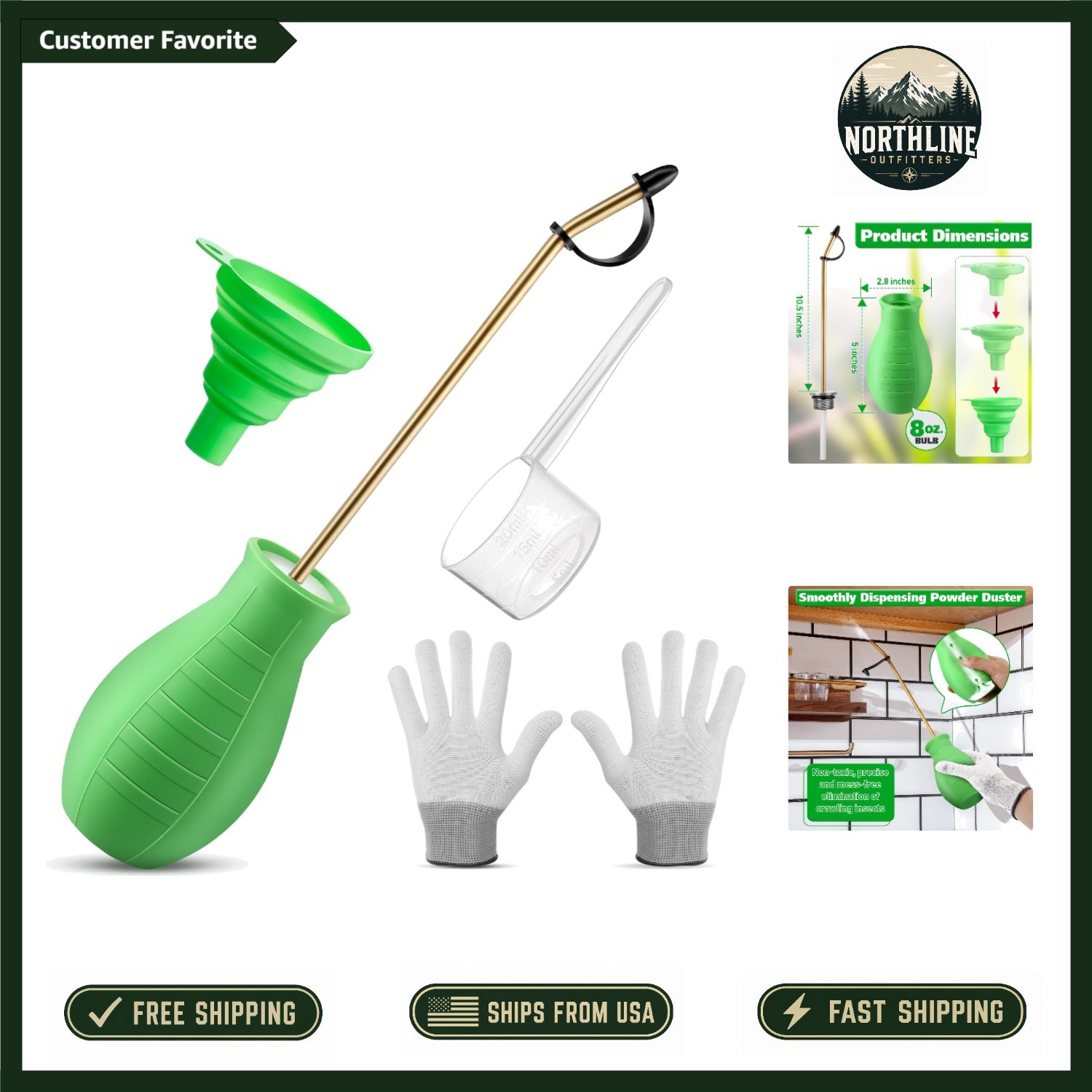 Effortless Powder Application – 8oz Duster with Extendable Handle for Gardening