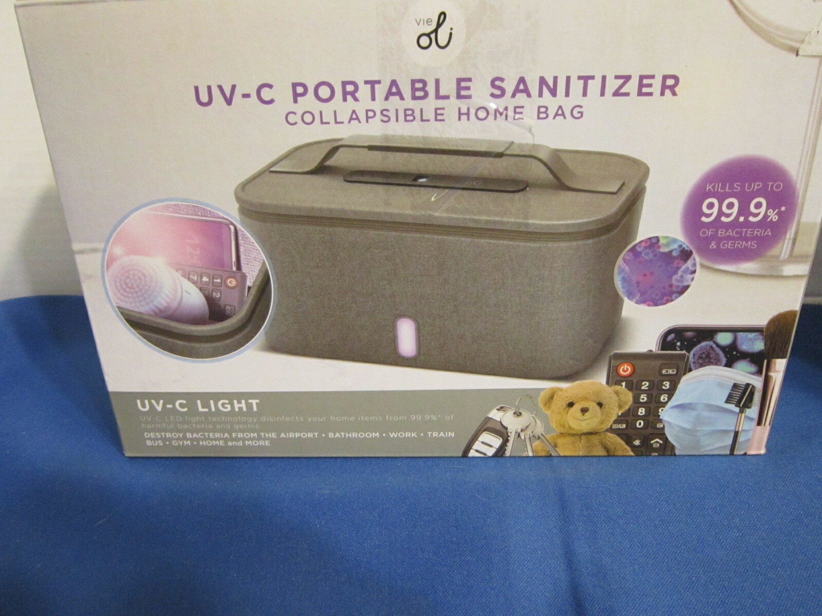 Vie Oli UV-C LED Portable Sanitizer Collapsible Travel Bag Open Box