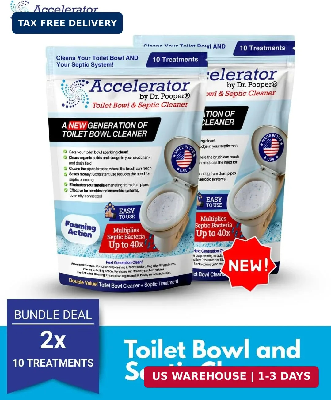 Accelerator by Dr. Pooper Toilet Bowl and Septic Cleaner – Foaming Bio-Activated