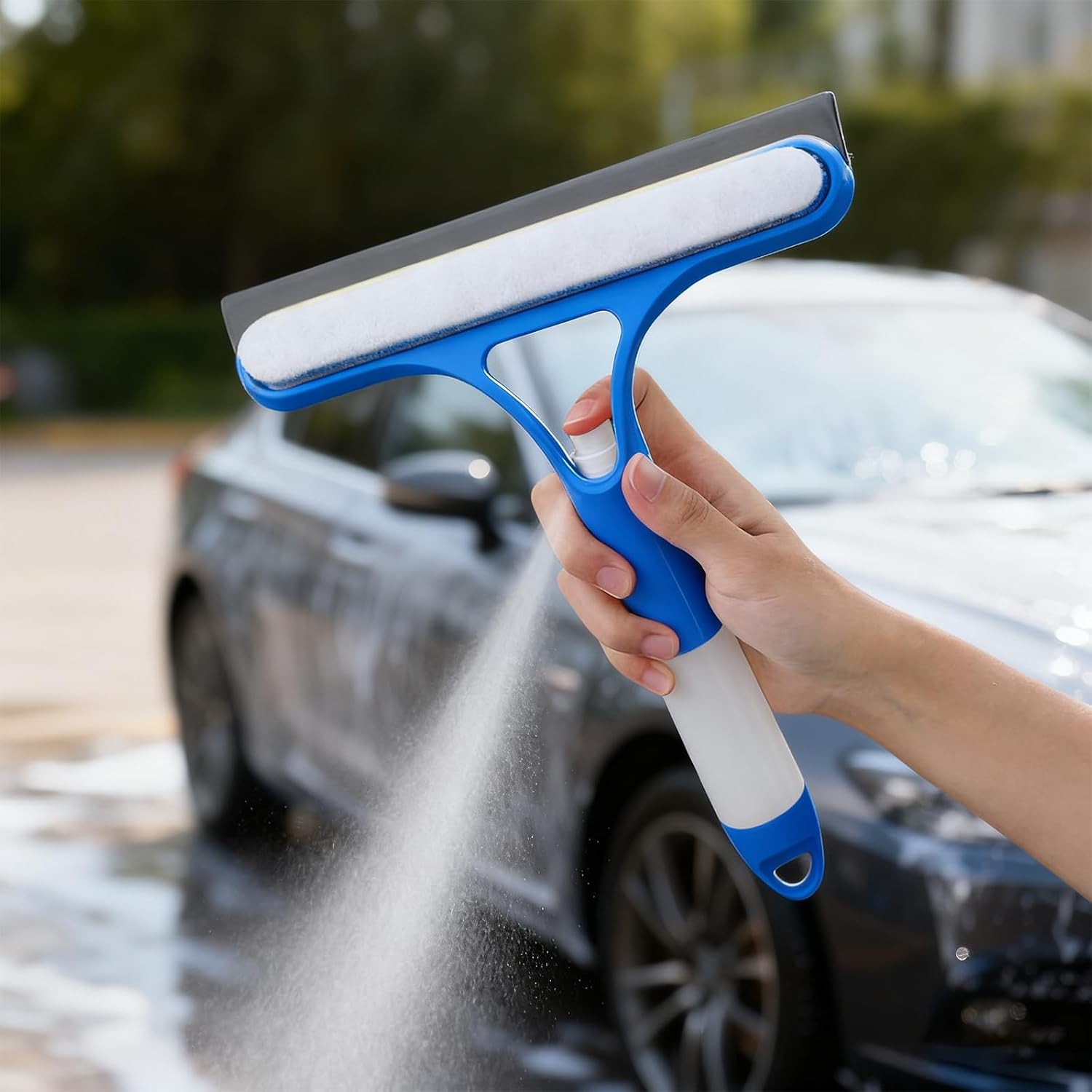 Spray Shower Squeegee for Glass Doors Window Cleaning Tile Silicone Blue