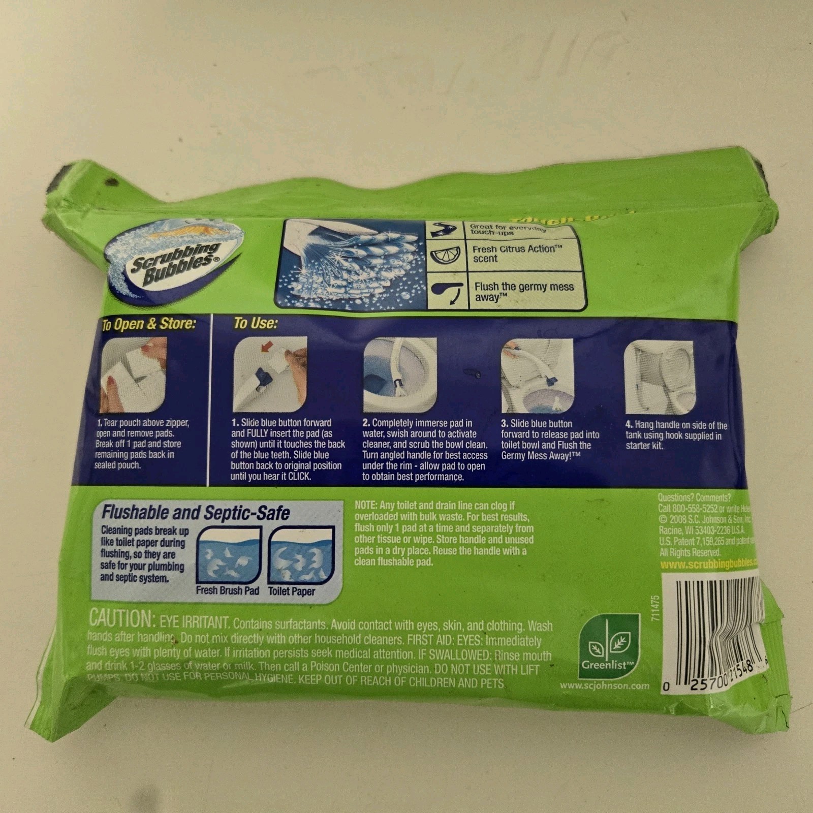 Scrubbing Bubbles Fresh Brush Flushable Cleaning Pads 12 CT Citrus Refill NEW