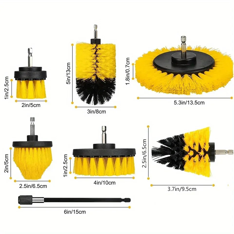 7-Piece Drill Brush Attachment Set, Cleaning Brush Tool Kit, Multi-Purpose Drill