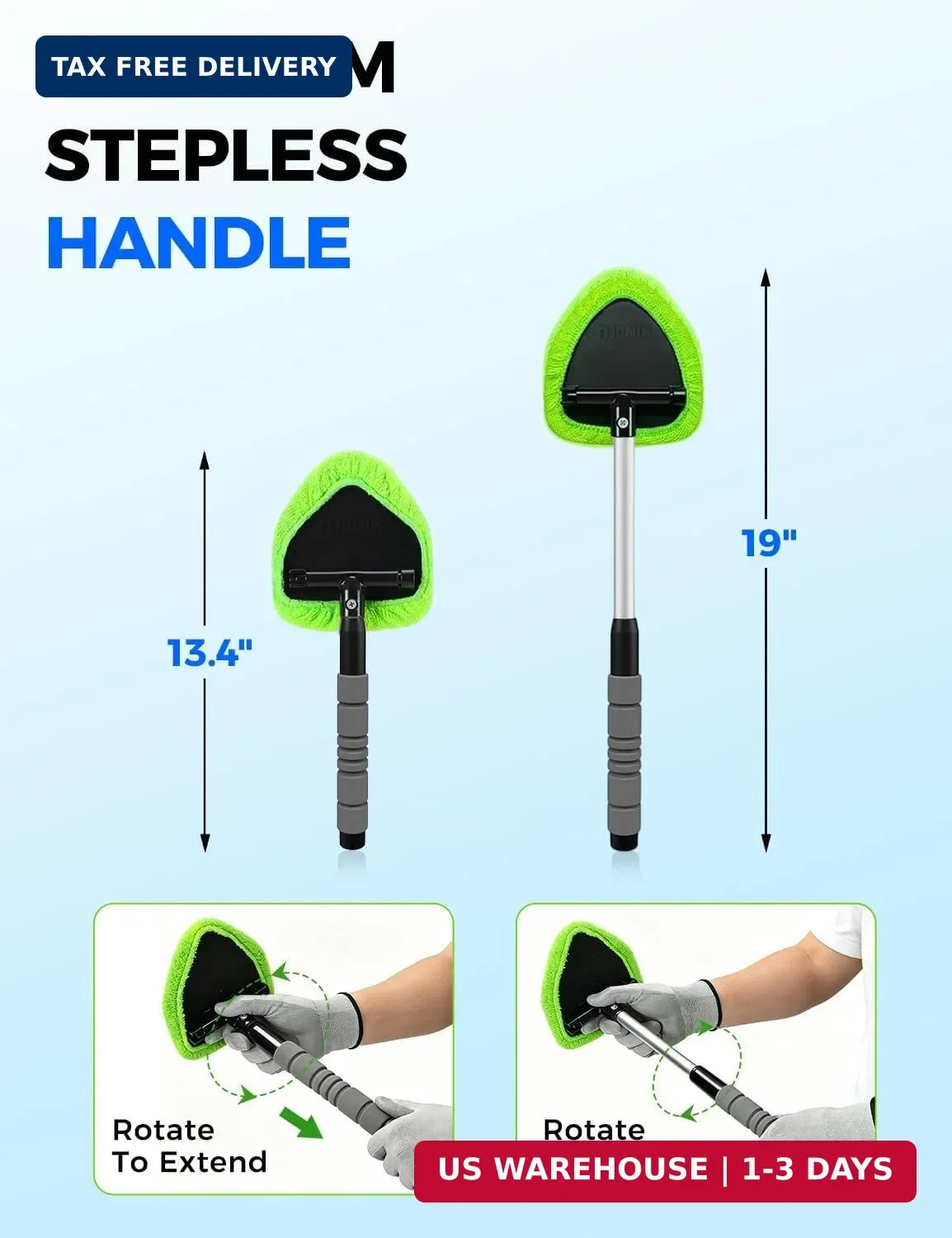 XINDELL Windshield Cleaner Tool – Car Interior Window Cleaning Kit with Extendab