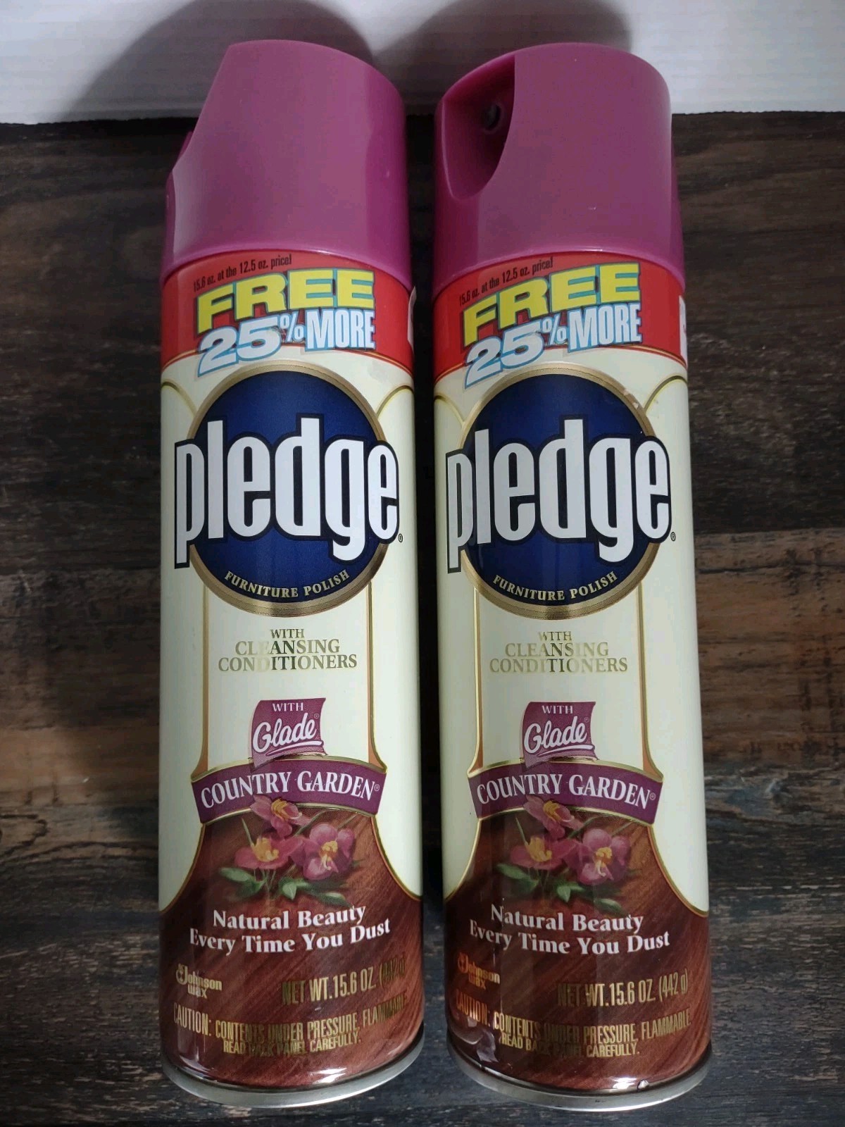 2-Vintage PLEDGE with GLADE COUNTRY GARDEN FURNITURE Polish Spray 1998 NOS