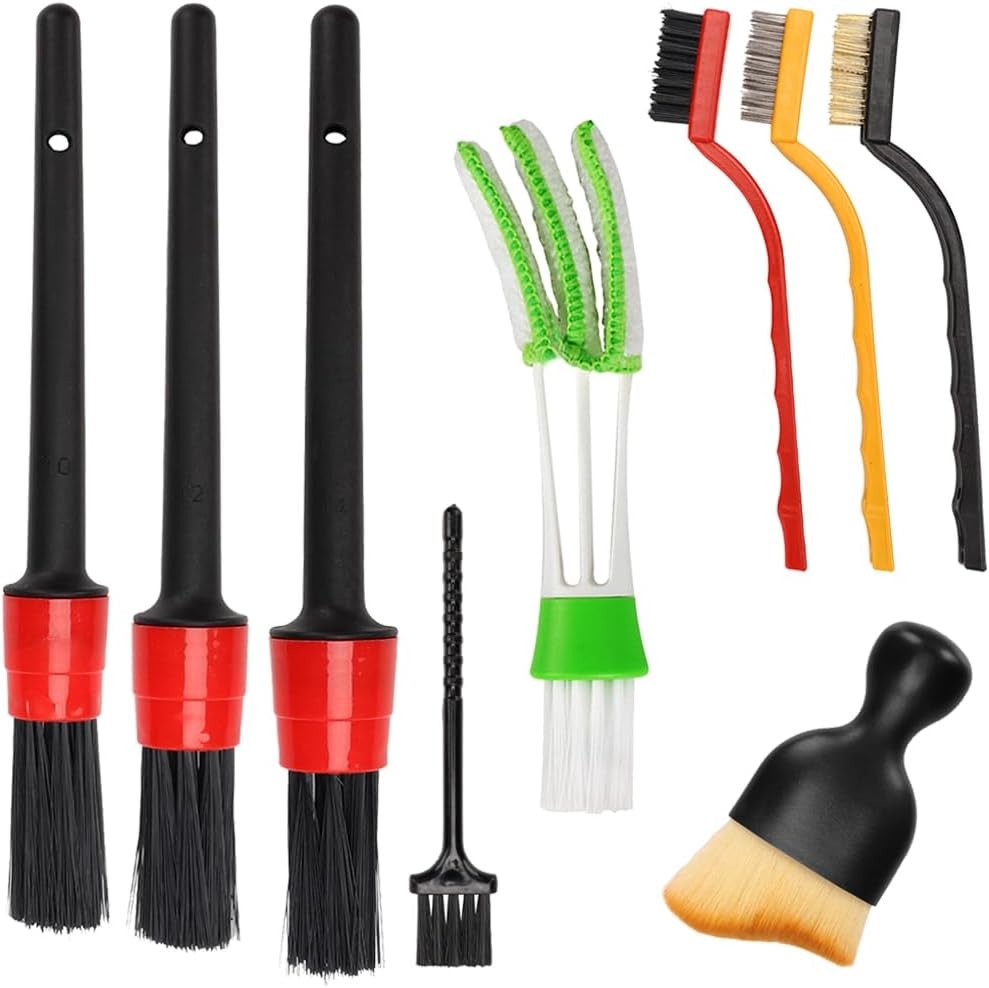 Auto Car Detailing Brush Set Car Interior Cleaning Kit Includes 3 Boar Hair Deta