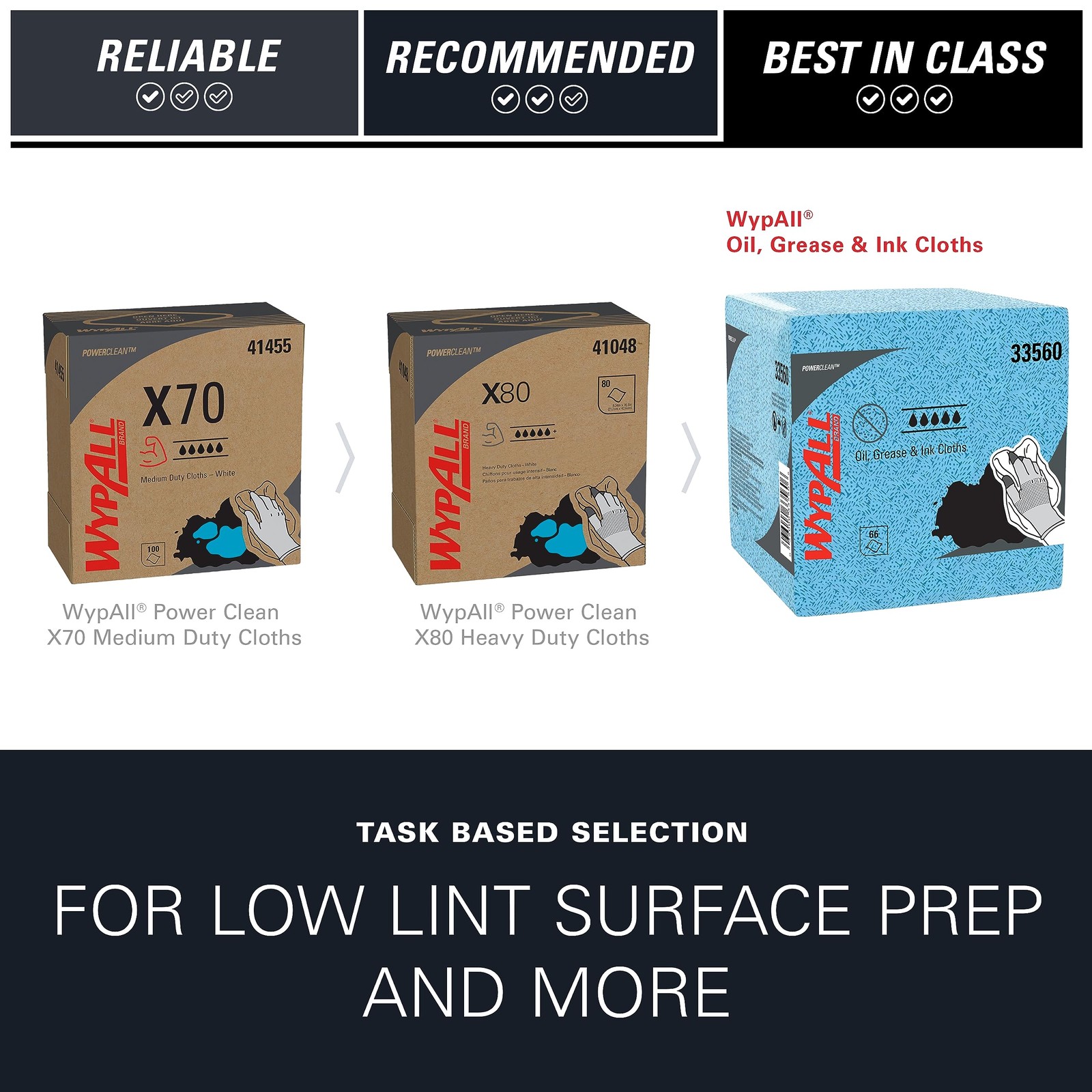 WypAll Oil, Grease & Ink Cloths (33560), Quarterfold, Lint-Free Wipes, Blue (8