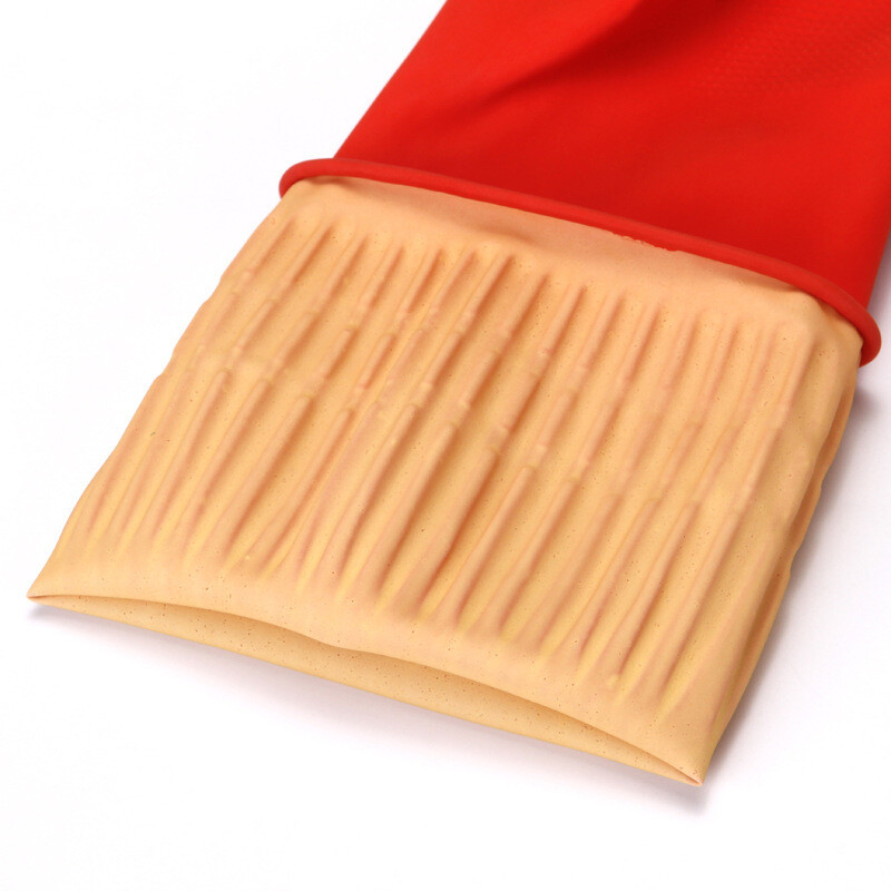 Household Kitchen Dishwashing Extended Rubber Red Waterproof Heavy Duty Gloves