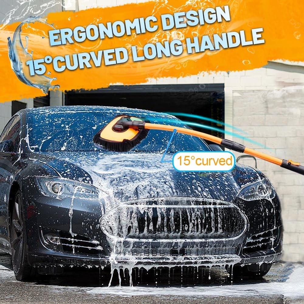Orange Long Handle Chenille Microfiber Car Wash Brush