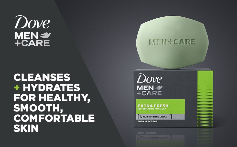 Dove Men+Care Soap Bar, Extra Fresh Scent 4-Pa – Hydrating 3-in-1 Body,