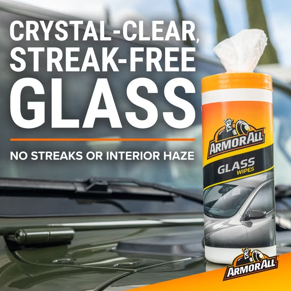 Armor All Automotive Ammonia Glass Cleaner Wipes Crystal Clear Finish 30 Counts*