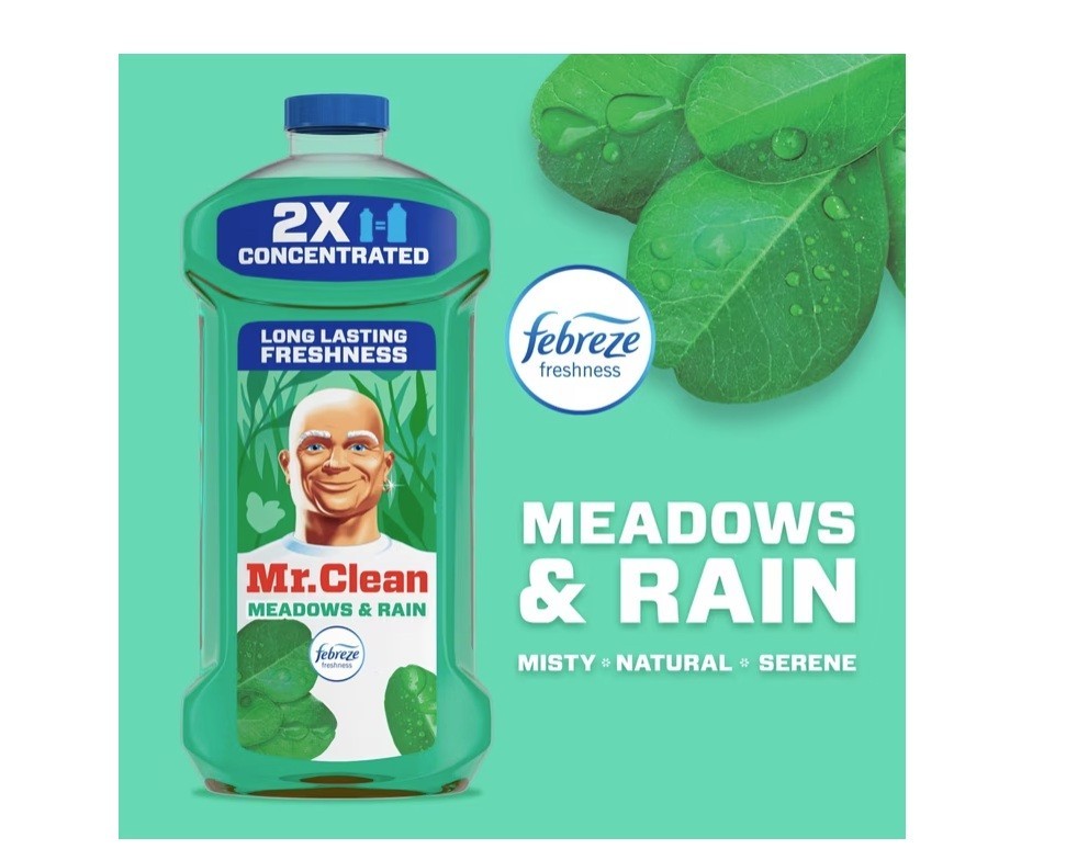 3 PACK Mr. Clean2X Concentrated Multi Surface Cleaner with Febreze Meadows &Rain