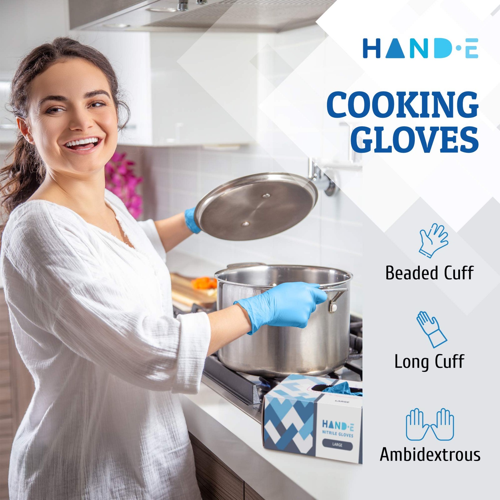 Hand-E Touch Blue Nitrile Disposable Gloves Medium (Pack of 1),