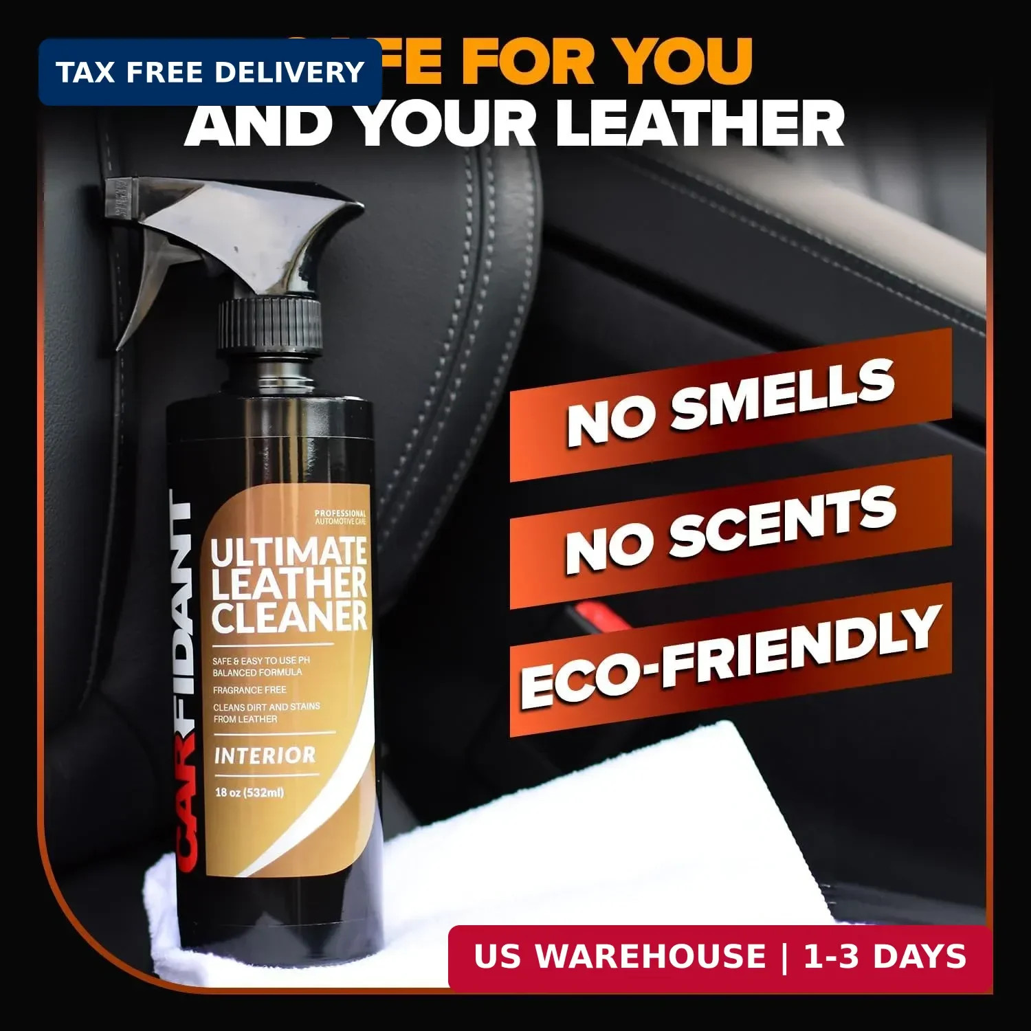 Leather Couch Cleaner – pH Neutral, Non-Toxic & Non-Greasy – Gently Removes Stai
