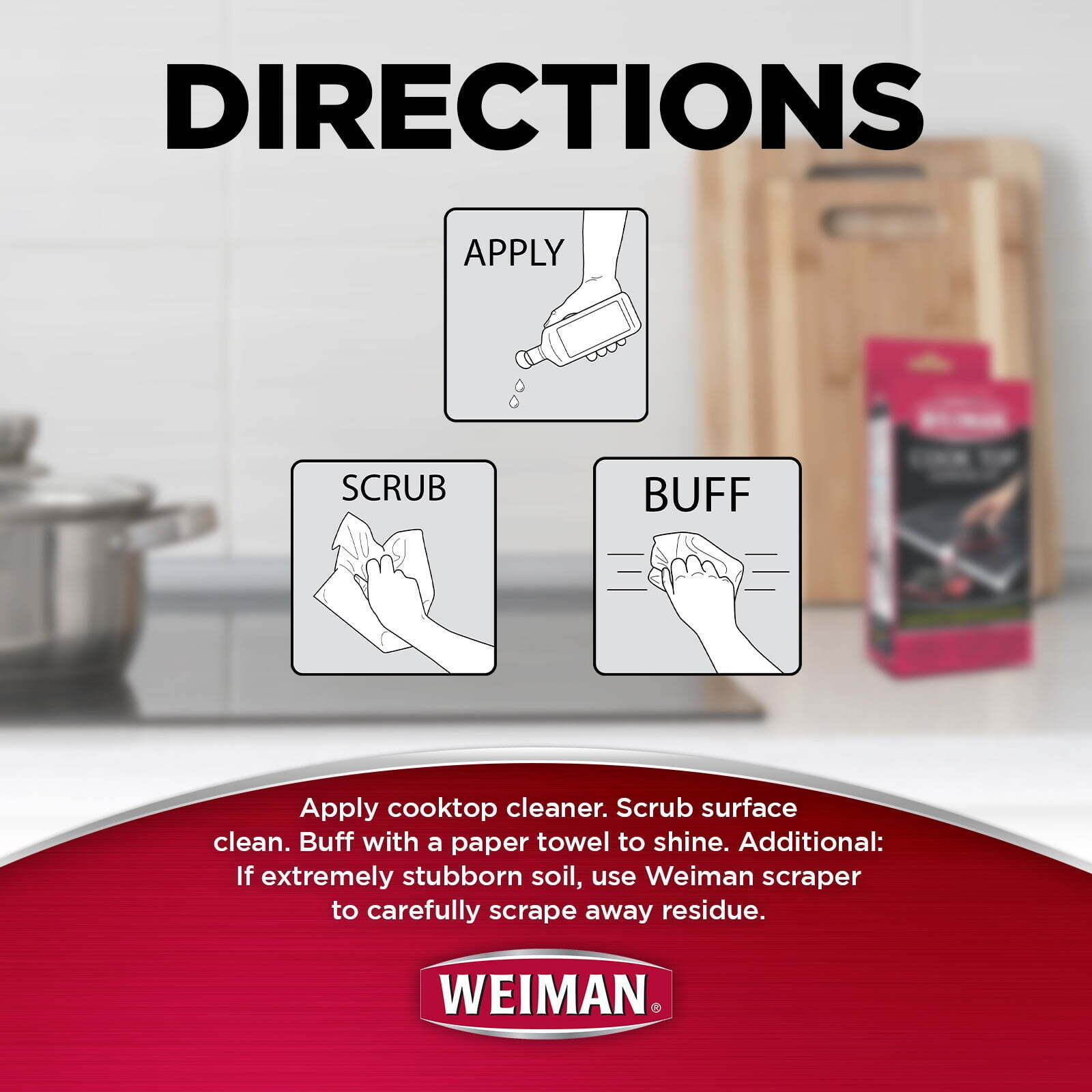 Kitchen Cook Top Complete Cleaning Kit w/ Cream Scrubbing Pad and Scraper Home