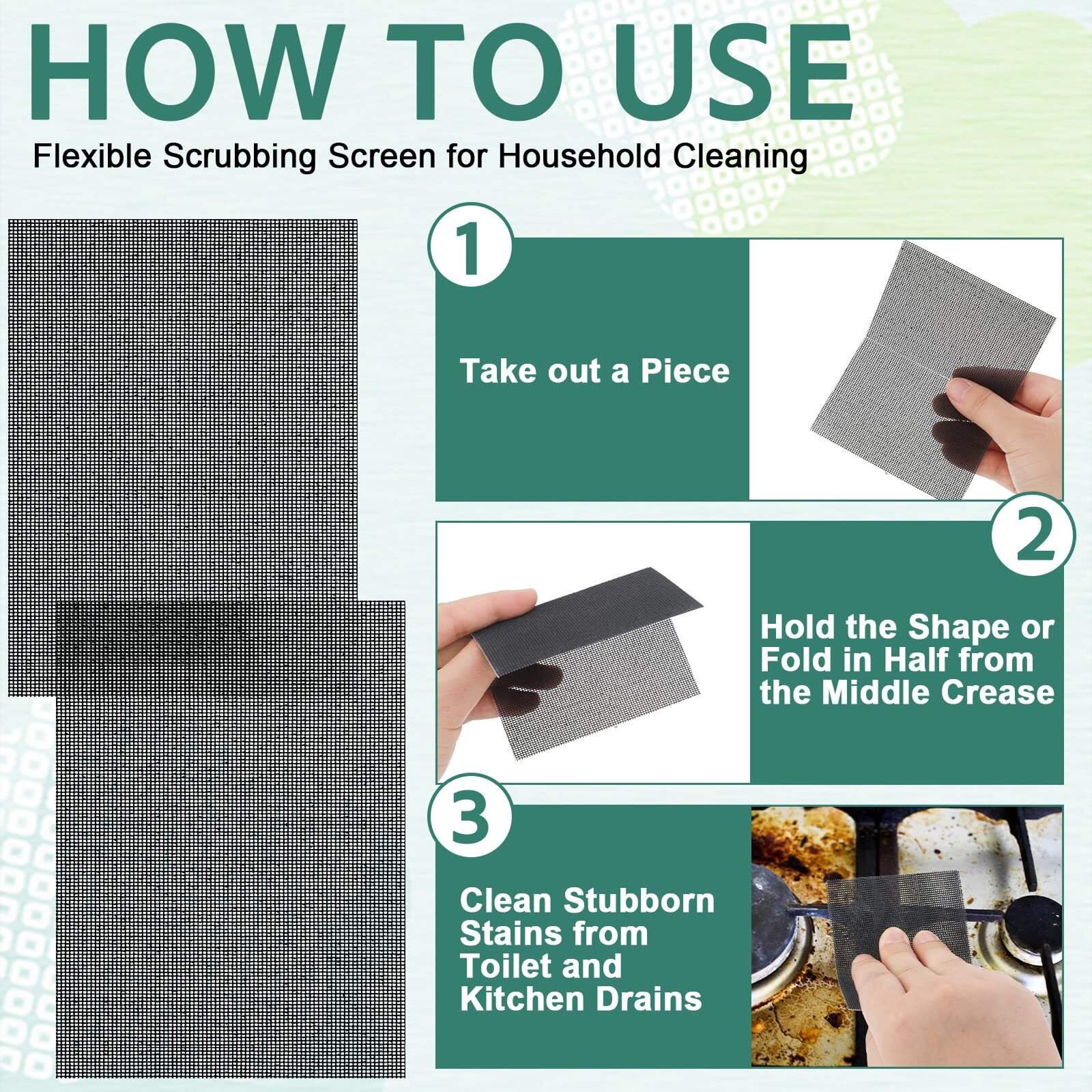 Flexible Scrubbing Screen For Household Cleaning Toilet Ring Remover 5.5 X 4 Inc