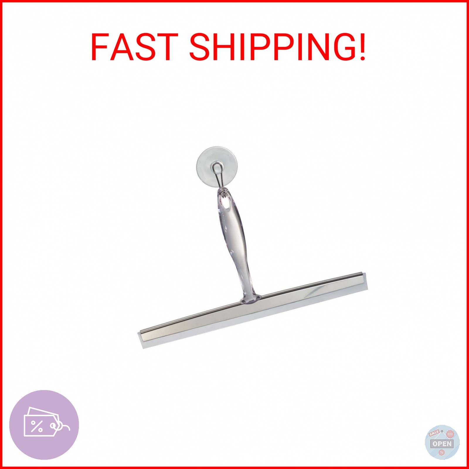 iDesign Zia Metal and Plastic Bathroom Squeegee for Shower, Glass Doors, Floors,