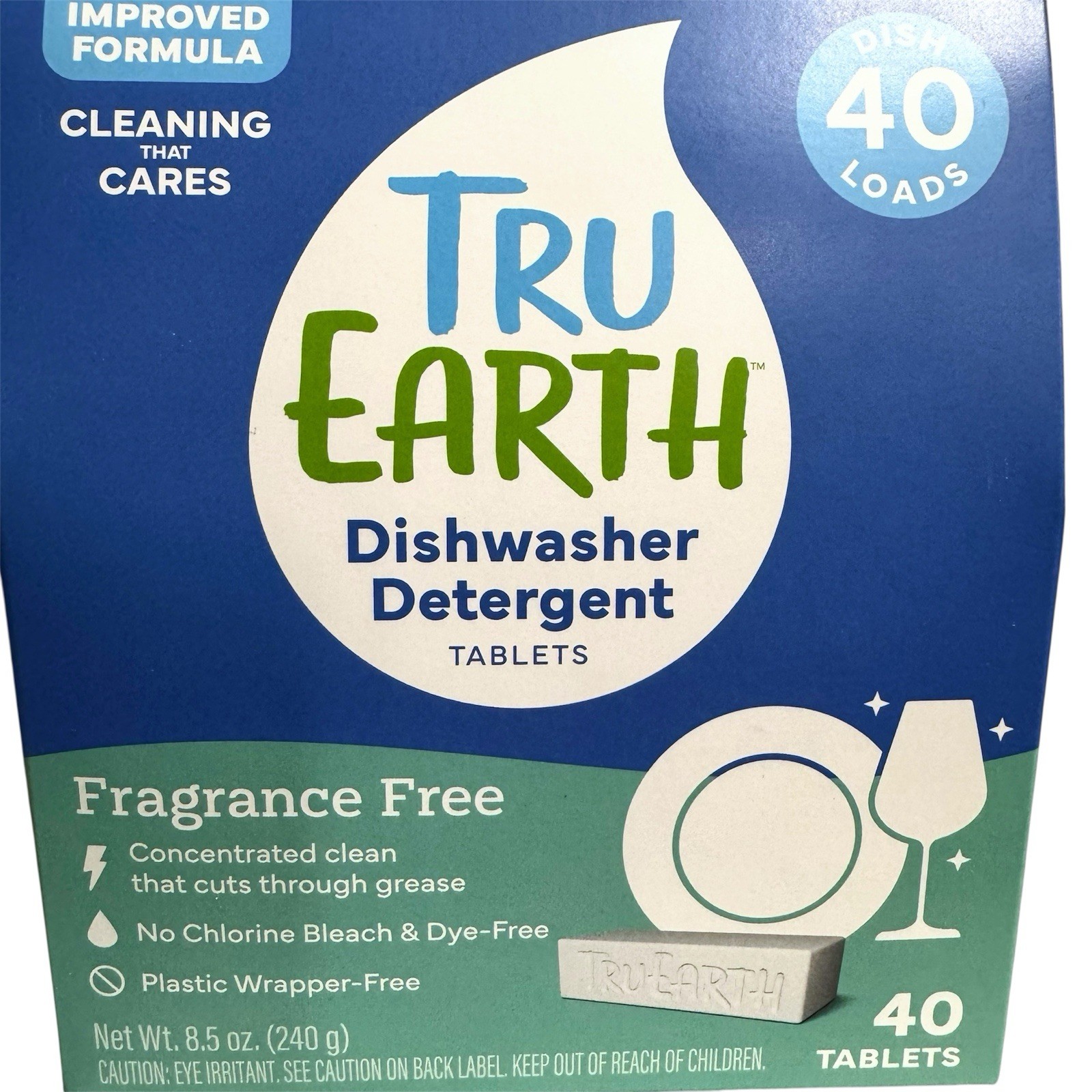 Tru Earth Dishwasher Detergent Tablets 40ct Dye, Fragrance, Paraben Free Lot X2